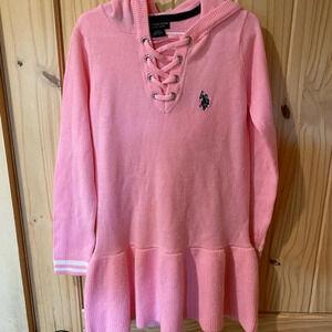 US Polo Association pink hooded sweater dress size Large (6X)